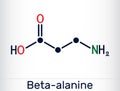 Beta-alanine molecule. It is naturally occurring beta amino acid. Skeletal chemical formula