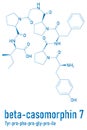 Beta-casomorphin peptide 7 molecule. Skeletal formula. Chemical structure