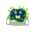 Beta coronavirus mascot cartoon character design with silent gesture
