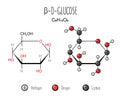 Beta glucose skeletal and flat representation.