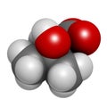 Beta-hydroxy beta-methylbutyric acid (HMB) leucine metabolite molecule. 3D rendering. Used as supplement, may increase strength