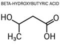 Beta-hydroxybutyric acid or beta-hydroxybutyrate molecule. Skeletal formula.