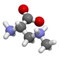 beta-Methylamino-L-alanine (BMAA) toxic amino acid molecule. Produced by cyanobacteria. 3D rendering. Atoms are represented as