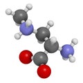 beta-Methylamino-L-alanine (BMAA) toxic amino acid molecule. Produced by cyanobacteria. 3D rendering. Atoms are represented as