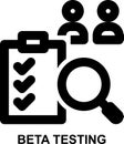 beta testing, user testing, user acceptance, testing, auditor, tester, project management outline icon