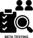 beta testing, user testing, user acceptance, testing, auditor, tester, project management solid glyph icon