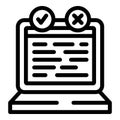 Beta version evaluation icon outline vector. Release live platform