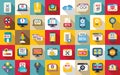 Beta version icons set flat vector. Build code bug Royalty Free Stock Photo