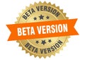 beta version. beta version round orange and gold label isolated on transparent background Royalty Free Stock Photo