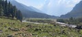 Eye catching aerial view of the beautiful Betaab Valley in Pahalgam, Kashmir Royalty Free Stock Photo