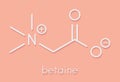 Betaine glycine betaine, trimethylglycine molecule. Originally found in sugar beet Beta vulgaris. Skeletal formula.