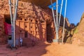 LALIBELA, ETHIOPIA - JANUARY 30, 2020: Bete Abba Libanos rock-hewn church in Lalibela, Ethiopia