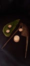 Betel leaf ,betel nut and wet limestone in a box. Assamese people are welcomed with such betel leaf in India. Royalty Free Stock Photo