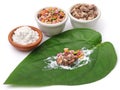 Betel leaf and its spices Royalty Free Stock Photo