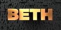 Beth - Gold text on black background - 3D rendered royalty free stock picture