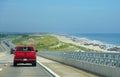 Bethany Beach, Delaware, U.S - August 1, 2020 - The view of the light traffic and the crowded beach from the top of the Indian Royalty Free Stock Photo