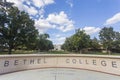 Bethel College entrance sign, North Newton, Kansas Royalty Free Stock Photo