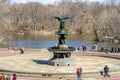 Bethesda Fountain with Angel of the Waters Sculpture with people, Central Park New York