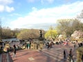 Bethesda Fountain with Angel of the Waters Statue on Bethesda Terrace in Central Park in Spring in Manhattan, New York, NY.