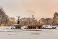 Bethesda Fountain in Central Park New York after snow storm Royalty Free Stock Photo