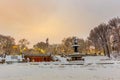 Bethesda Fountain in Central Park New York after snow storm Royalty Free Stock Photo