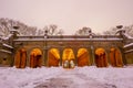 Bethesda Fountain in Central Park New York after snow storm Royalty Free Stock Photo