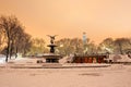 Bethesda Fountain in Central Park New York after snow storm Royalty Free Stock Photo