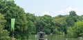 Bethesda fountain in Central Park, trees background Royalty Free Stock Photo