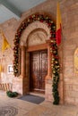 Entrance from the courtyard to the St. Marys Syriac Orthodox Church in Bethlehem in the Palestinian Authority, Israel Royalty Free Stock Photo
