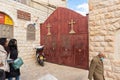 The gate of the St. Marys Syriac Orthodox Church in Bethlehem in the Palestinian Authority, Israel Royalty Free Stock Photo