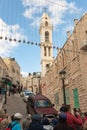 View from Nativity Street  to St. Marys Syriac Orthodox Church in Bethlehem in the Palestinian Authority, Israel Royalty Free Stock Photo