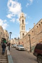 View from Nativity Street  to St. Marys Syriac Orthodox Church in Bethlehem in the Palestinian Authority, Israel Royalty Free Stock Photo