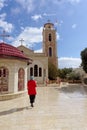 Bethlehem, Israel. - February 14.2017. Greek monastery on the Field of the Shepherds - the courtyard of the monastery. Royalty Free Stock Photo