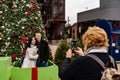 Posing for Photo at the Christkindlmarket