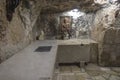 BETHLEHEM, Palestine, January 28, 2020: Caves under the Basilica of the Nativity in Bethlehem