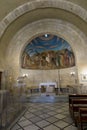 Bethphage, Israel, January 30, 2020: Fresco at Betfage on the Mount of Olives showing the entry of Jesus to Jerusalem