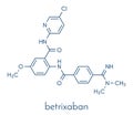 Betrixaban anticoagulant drug molecule. Skeletal formula. Royalty Free Stock Photo