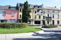 Bettembourg, Luxembourg - 08 22 2023: traffic circle with traffic signs to the south of Luxembourg tons