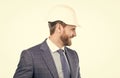 For better future more civil engineer. Happy engineer side-face. Profile portrait professional man Royalty Free Stock Photo