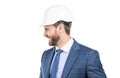 For better future more civil engineer. Happy engineer side-face. Profile portrait professional man Royalty Free Stock Photo