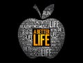 A Better Life apple word cloud, health concept