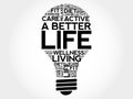 A Better Life bulb word cloud collage Royalty Free Stock Photo