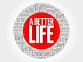 A Better Life circle stamp word cloud Royalty Free Stock Photo