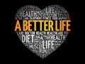 A Better Life heart word cloud, fitness, sport Royalty Free Stock Photo