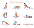 Better sleep yoga. Poses for good rest. Fitness exercises girl. Royalty Free Stock Photo