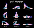 Better sleep yoga. Poses for good rest. Fitness exercises girl. Royalty Free Stock Photo