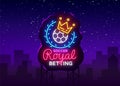 Betting Soccer neon sign. Football betting logo in neon style, Royal concept, light banner, bright night betting sports