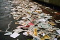 betting tickets scattered on the ground at the racetrack Royalty Free Stock Photo