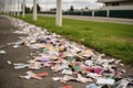 betting tickets scattered on the ground at the racetrack Royalty Free Stock Photo