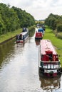 Canal boat holiday in Bettisfield, Clwyd on July 10, 2021. One unidentified people